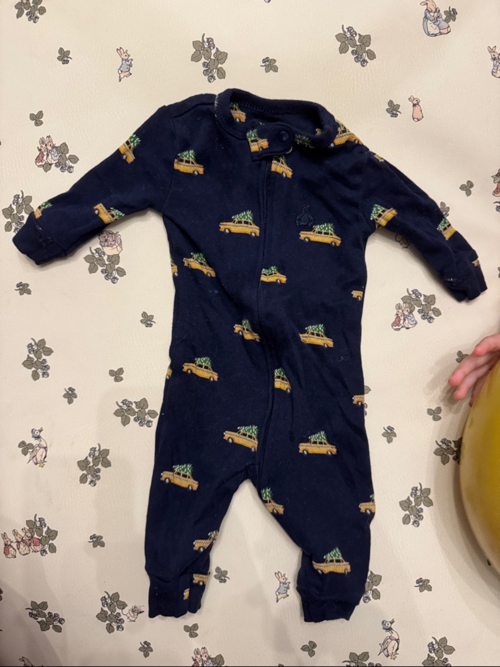 LOT OF 2 baby gap Navy Blue Kids One-Piece with Yellow Car Print and carters
